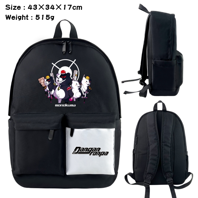 Dangan-Ronpa Anime Black and White Double Spell Waterproof Nylon Backpack 43X34X17CM