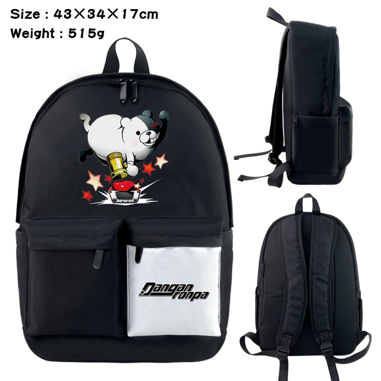 Dangan-Ronpa Anime Black and White Double Spell Waterproof Nylon Backpack 43X34X17CM