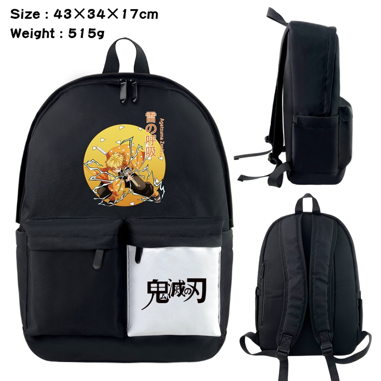 Demon Slayer Kimets Anime Black and White Double Spell Waterproof Nylon Backpack 43X34X17CM