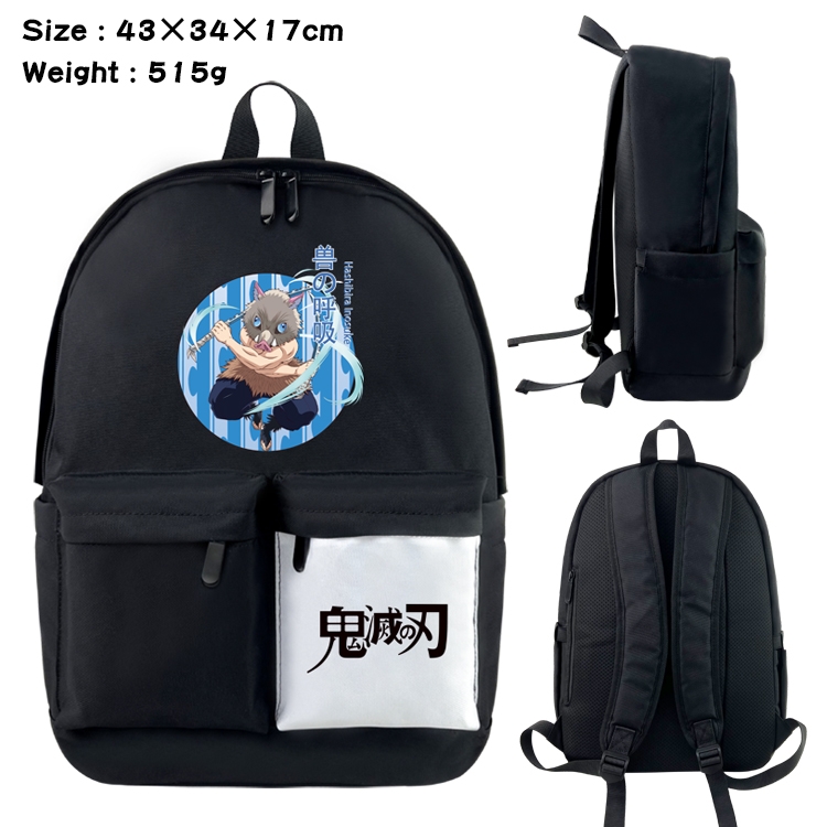 Demon Slayer Kimets Anime Black and White Double Spell Waterproof Nylon Backpack 43X34X17CM