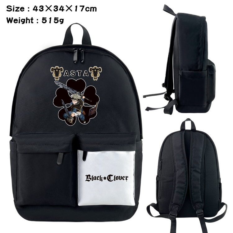 Black Clover Anime Black and White Double Spell Waterproof Nylon Backpack 43X34X17CM