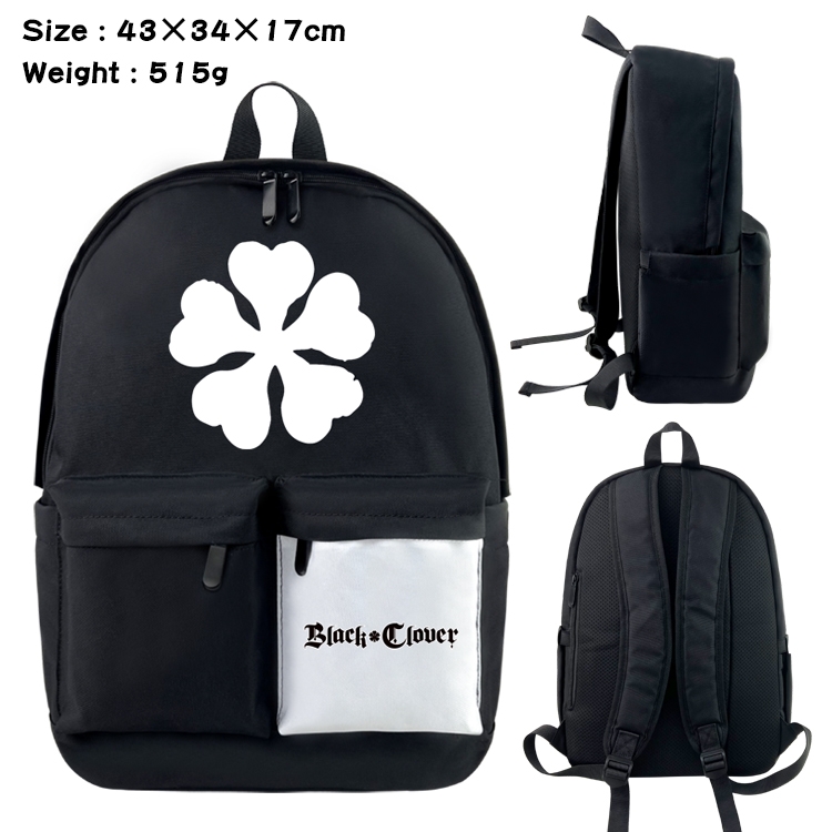 Black Clover Anime Black and White Double Spell Waterproof Nylon Backpack 43X34X17CM