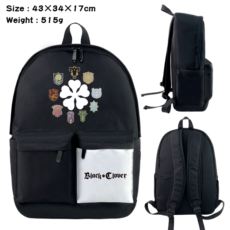 Black Clover Anime Black and White Double Spell Waterproof Nylon Backpack 43X34X17CM