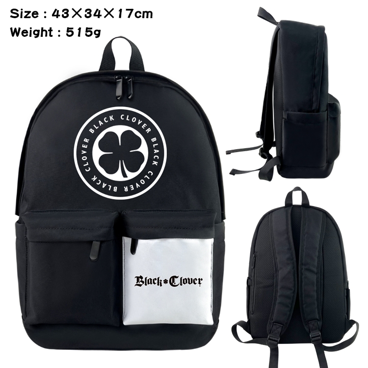 Black Clover Anime Black and White Double Spell Waterproof Nylon Backpack 43X34X17CM