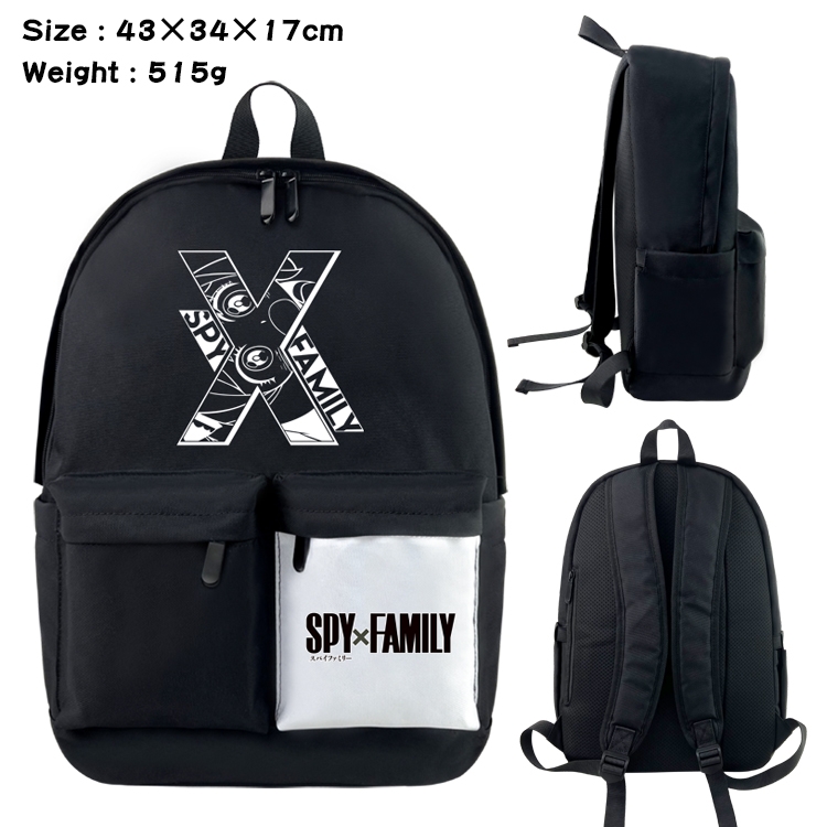 SPY×FAMILY Anime Black and White Double Spell Waterproof Nylon Backpack 43X34X17CM