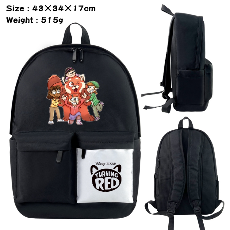 Turning Red Anime Black and White Double Spell Waterproof Nylon Backpack 43X34X17CM