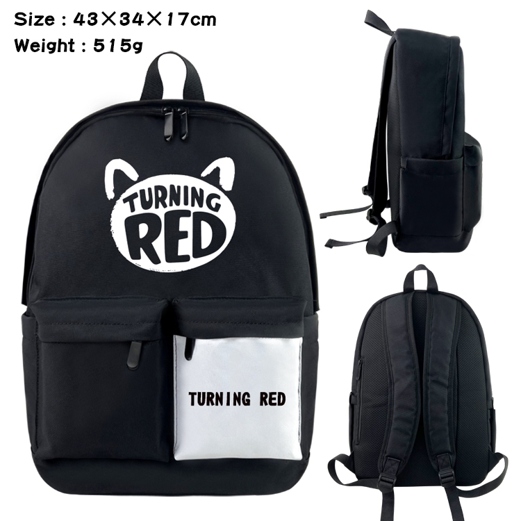 Turning Red Anime Black and White Double Spell Waterproof Nylon Backpack 43X34X17CM