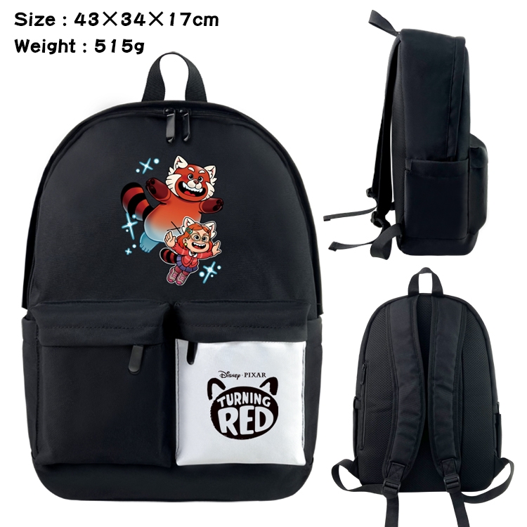 Turning Red Anime Black and White Double Spell Waterproof Nylon Backpack 43X34X17CM