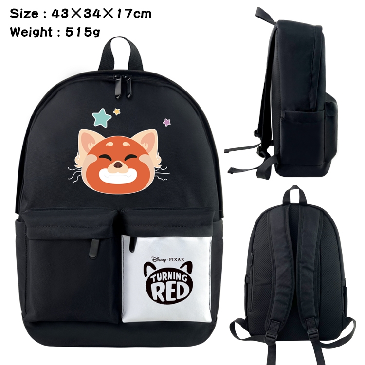 Turning Red Anime Black and White Double Spell Waterproof Nylon Backpack 43X34X17CM