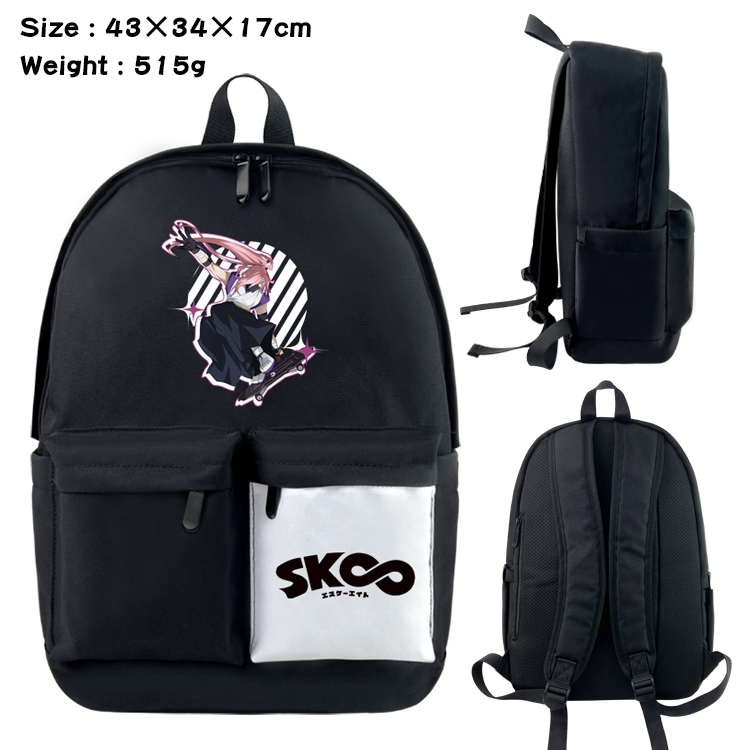 SK∞ Anime Black and White Double Spell Waterproof Nylon Backpack 43X34X17CM