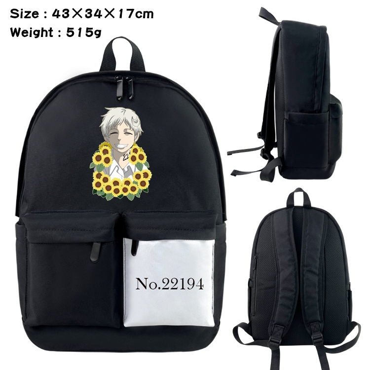 The Promised Neverla Anime Black and White Double Spell Waterproof Nylon Backpack 43X34X17CM