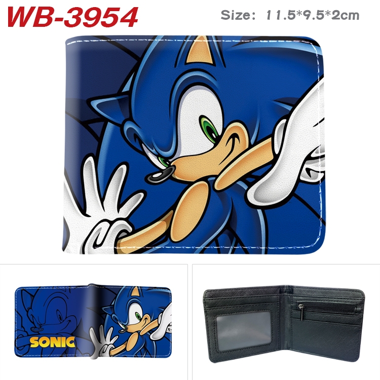 Sonic The Hedgehog Anime color book two-fold leather wallet 11.5X9.5CM WB-3954A