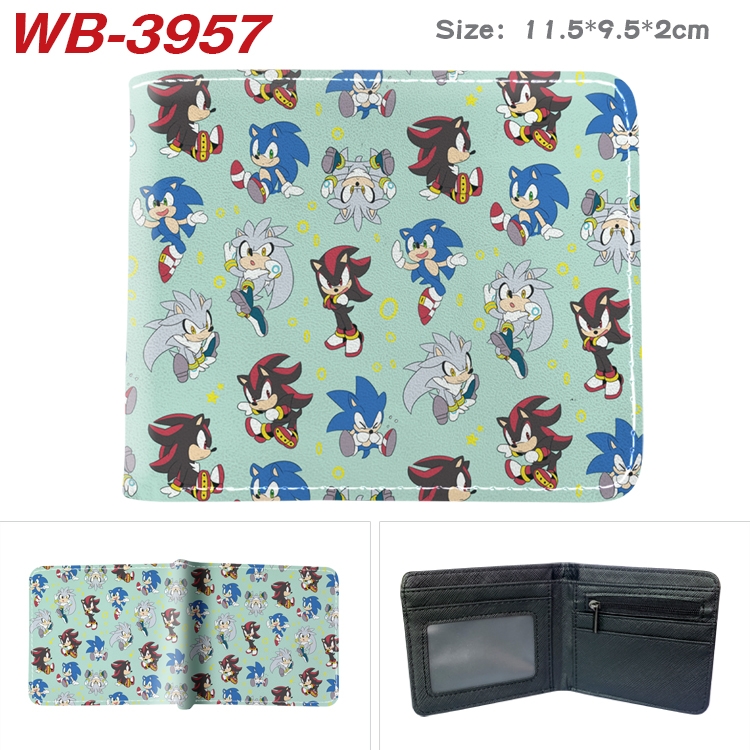 Sonic The Hedgehog Anime color book two-fold leather wallet 11.5X9.5CM WB-3957A