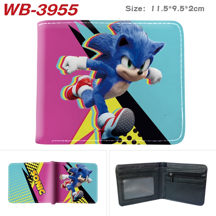 Sonic The Hedgehog Anime color book two-fold leather wallet 11.5X9.5CM  WB-3955A