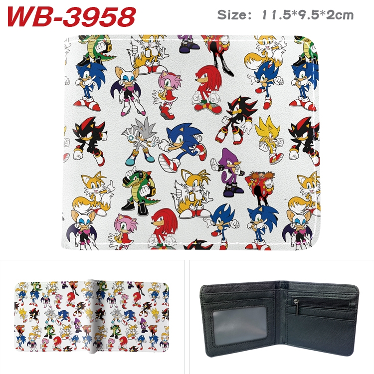 Sonic The Hedgehog Anime color book two-fold leather wallet 11.5X9.5CM WB-3958A