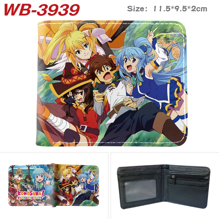 Blessings for a better world Anime color book two-fold leather wallet 11.5X9.5CM WB-3939A