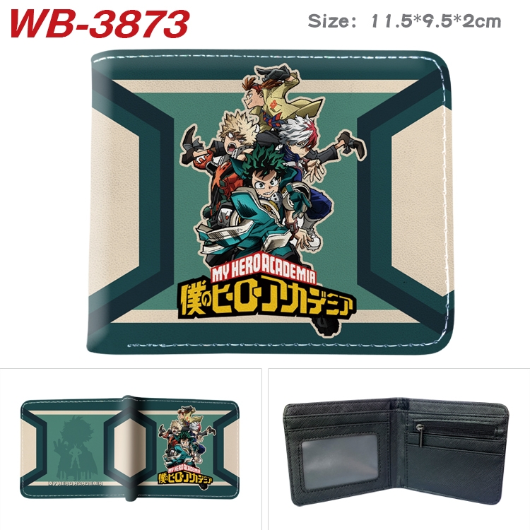 My Hero Academia Anime color book two-fold leather wallet 11.5X9.5CM WB-3873A