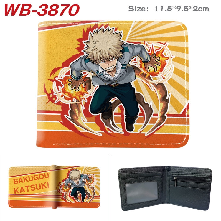 My Hero Academia Anime color book two-fold leather wallet 11.5X9.5CM   WB-3870A