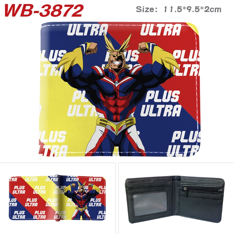 My Hero Academia Anime color book two-fold leather wallet 11.5X9.5CM  WB-3872A