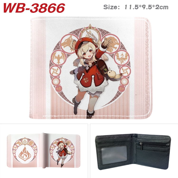 Genshin Impact Anime color book two-fold leather wallet 11.5X9.5CM  WB-3866A