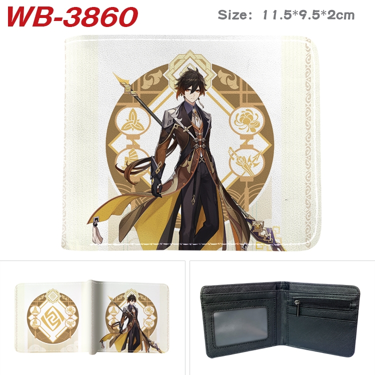 Genshin Impact Anime color book two-fold leather wallet 11.5X9.5CM WB-3860A