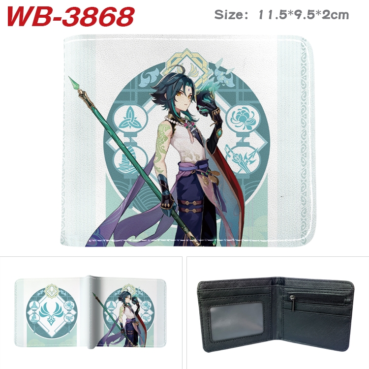 Genshin Impact Anime color book two-fold leather wallet 11.5X9.5CM WB-3868A