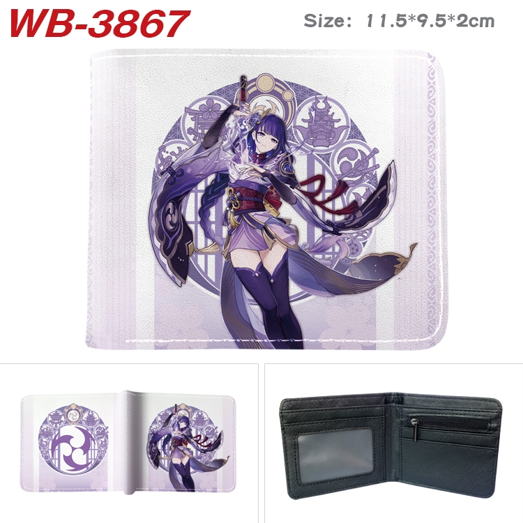 Genshin Impact Anime color book two-fold leather wallet 11.5X9.5CM WB-3867A