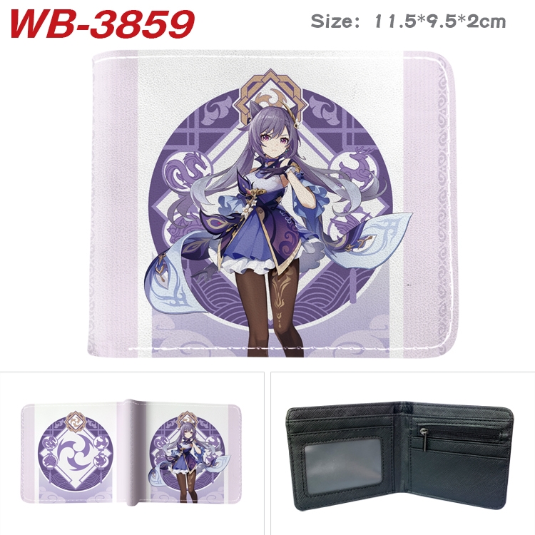 Genshin Impact Anime color book two-fold leather wallet 11.5X9.5CM WB-3859A