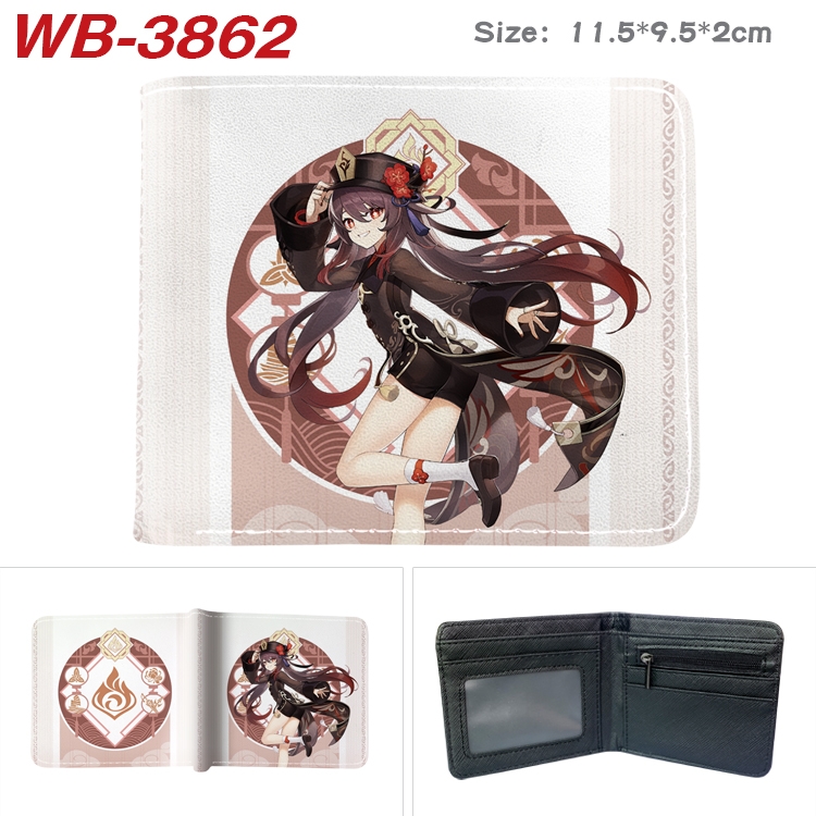 Genshin Impact Anime color book two-fold leather wallet 11.5X9.5CM  WB-3862A