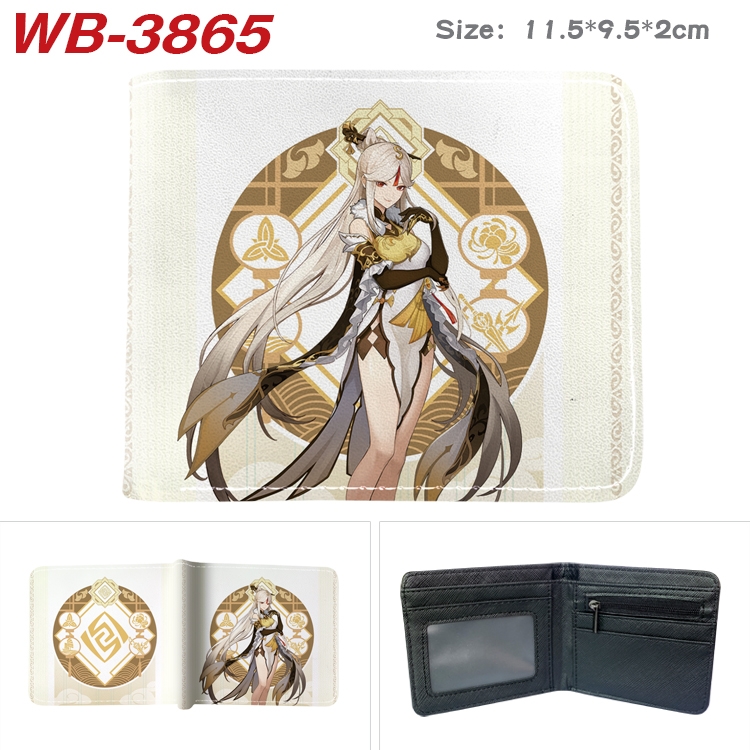 Genshin Impact Anime color book two-fold leather wallet 11.5X9.5CM WB-3865A