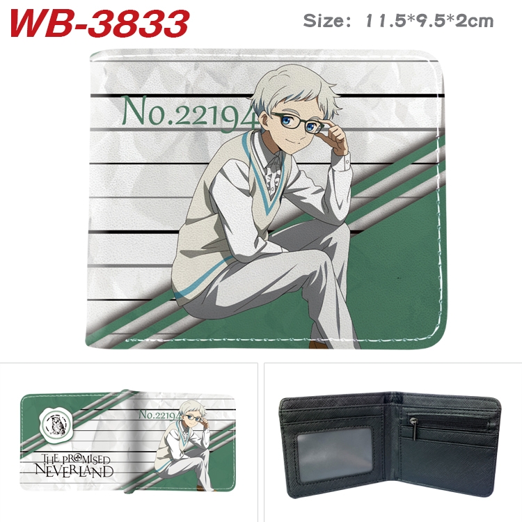 The Promised Neverla Anime color book two-fold leather wallet 11.5X9.5CM  WB-3833A