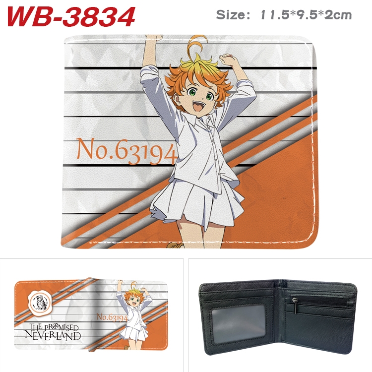 The Promised Neverla Anime color book two-fold leather wallet 11.5X9.5CM WB-3834A