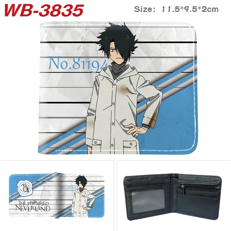 The Promised Neverla Anime color book two-fold leather wallet 11.5X9.5CM WB-3835A