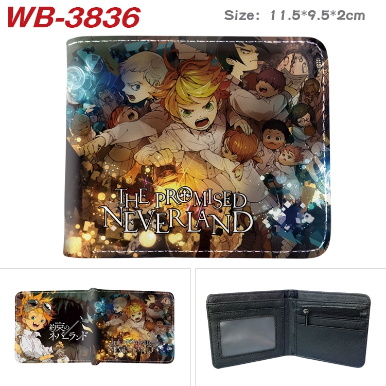 The Promised Neverla Anime color book two-fold leather wallet 11.5X9.5CM WB-3836A