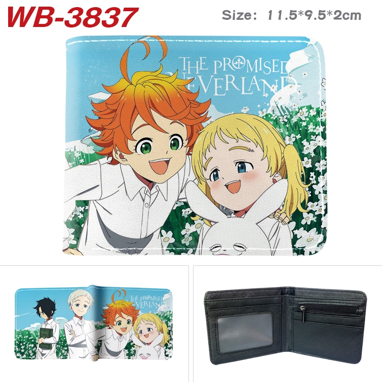 The Promised Neverla Anime color book two-fold leather wallet 11.5X9.5CM WB-3837A