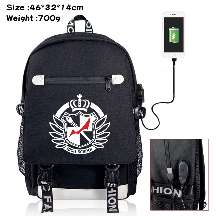 Dangan-Ronpa Anime Nylon Flip Data Backpack Backpack 46X32X14CM