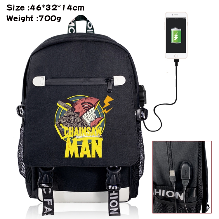 chainsaw man Anime Nylon Flip Data Backpack Backpack 46X32X14CM