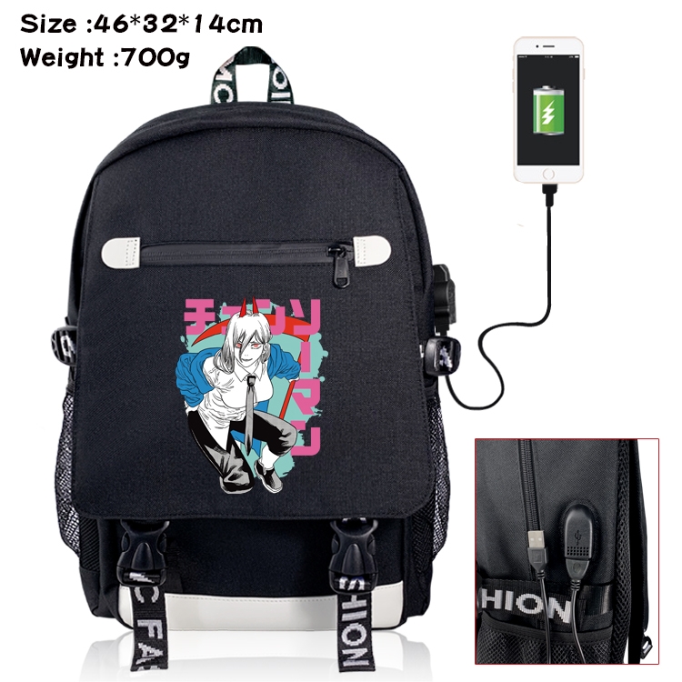 chainsaw man Anime Nylon Flip Data Backpack Backpack 46X32X14CM