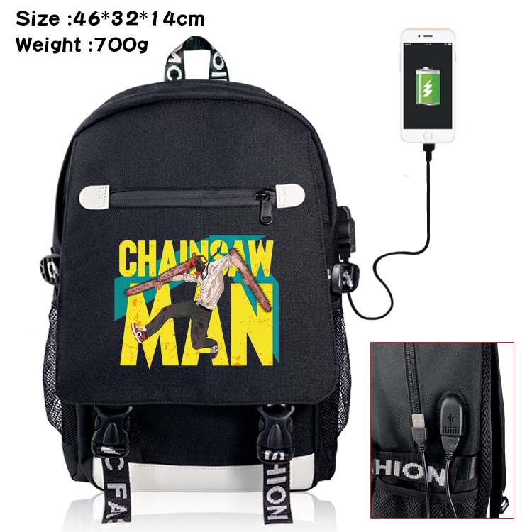 chainsaw man Anime Nylon Flip Data Backpack Backpack 46X32X14CM