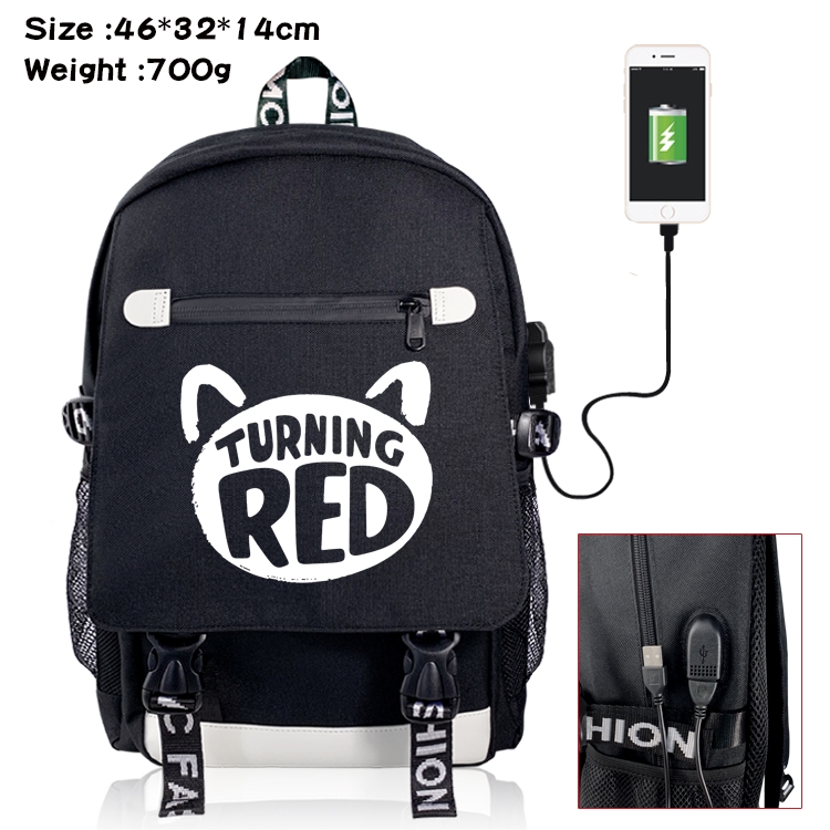 Turning Red  Anime Nylon Flip Data Backpack Backpack 46X32X14CM