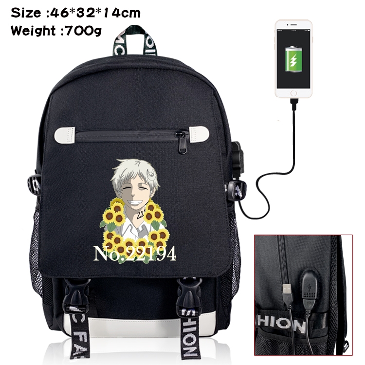 The Promised Neverla Anime Nylon Flip Data Backpack Backpack 46X32X14CM