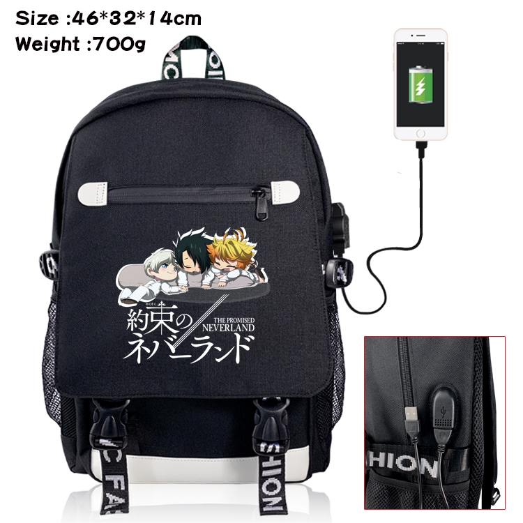 The Promised Neverla Anime Nylon Flip Data Backpack Backpack 46X32X14CM