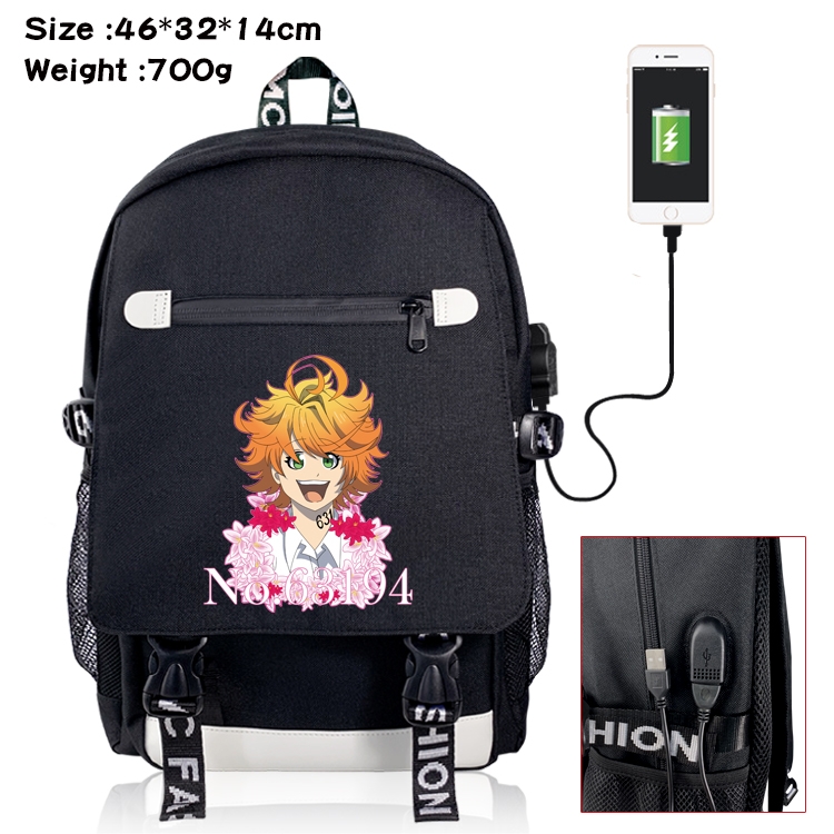 The Promised Neverla Anime Nylon Flip Data Backpack Backpack 46X32X14CM