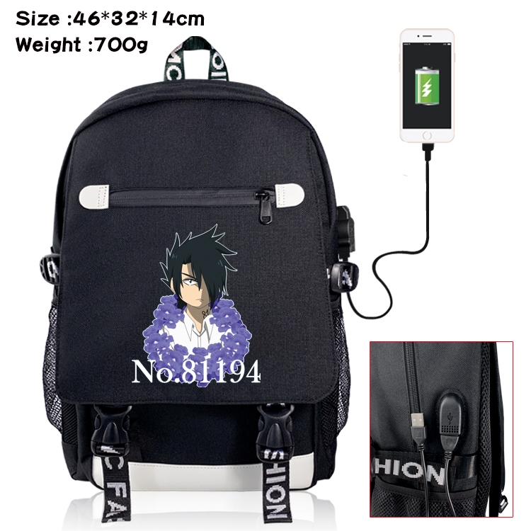 The Promised Neverla Anime Nylon Flip Data Backpack Backpack 46X32X14CM