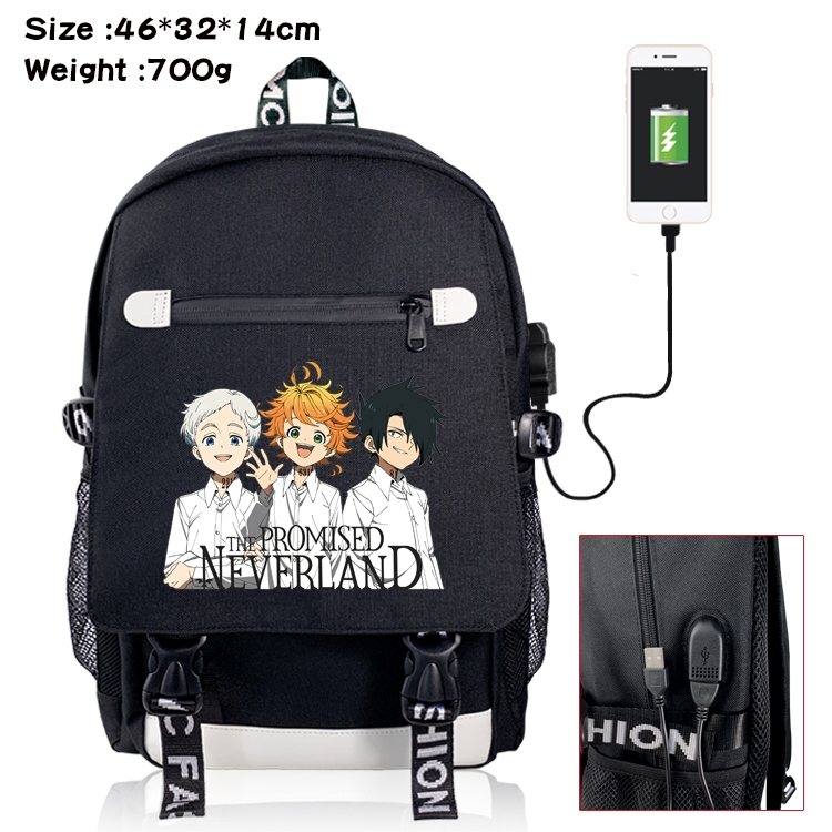 The Promised Neverla Anime Nylon Flip Data Backpack Backpack 46X32X14CM