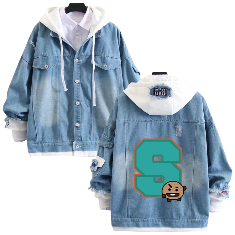 BTS Movie star stitching denim jacket top sweater from S to 4XL