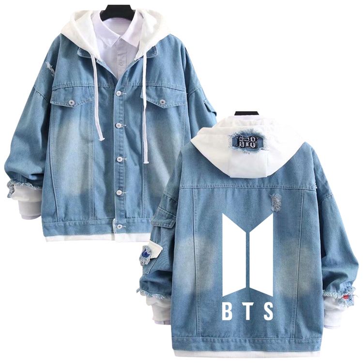 BTS Movie star stitching denim jacket top sweater from S to 4XL