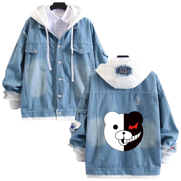 Dangan-Ronpa anime stitching denim jacket top sweater from S to 4XL