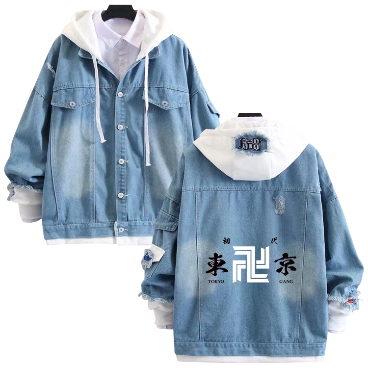 Tokyo Revengers  anime stitching denim jacket top sweater from S to 4XL