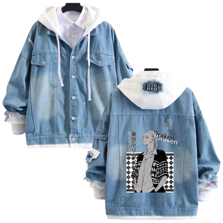 Tokyo Revengers  anime stitching denim jacket top sweater from S to 4XL